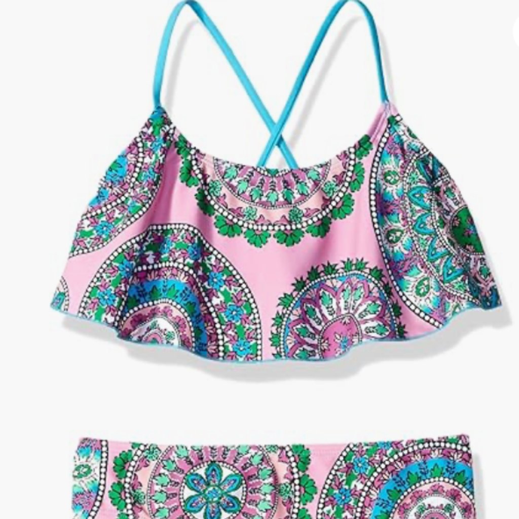 Big Girls' Daisy Beach Sport 2-Piece, Daisy Purple, Size 12 01178